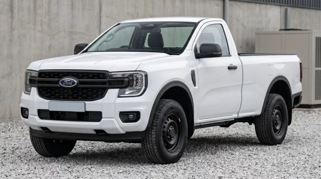Firefly_Gemini Flash_Professional automotive photo of a 2025 Ford Ranger XL 2.0 Single Cab in frozen white 787615 (2)